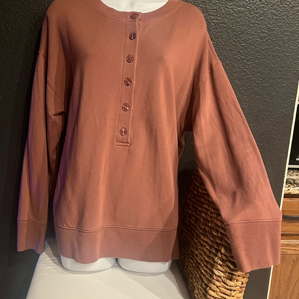 Athleta Women's Terracotta Button-Up Sweatshirt